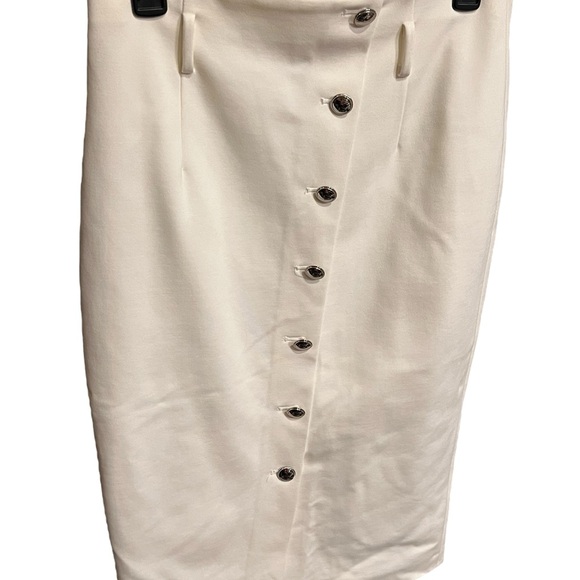 White House Black Market white Ivory Button-Front Skirt - Picture 12 of 16